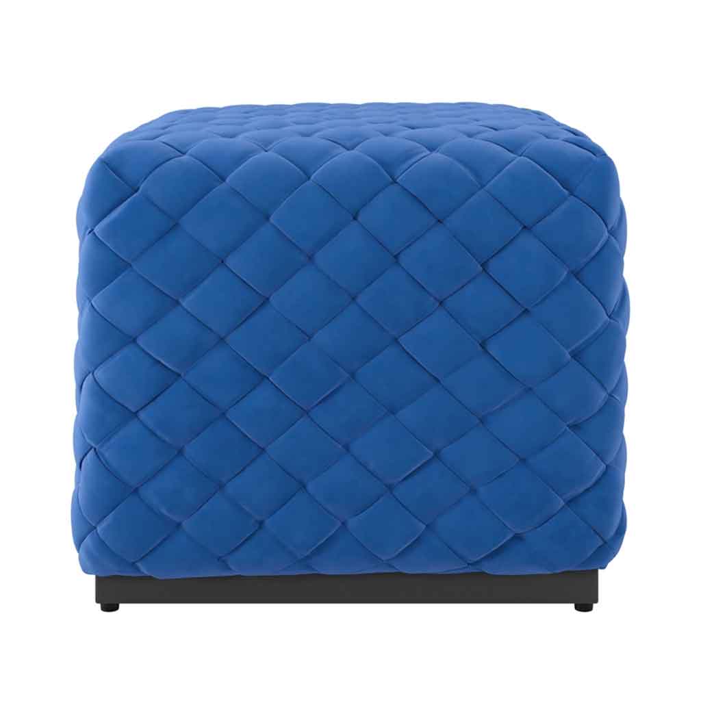 Velvet Pouffe With Metal Plinth Base Square - Colline