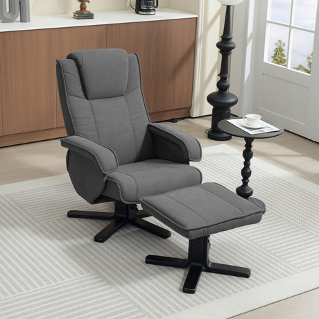 Velvet Recliner Chair 67cm Wide With Footstool - Velmora