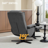 Velvet Recliner Chair 67cm Wide With Footstool - Velmora