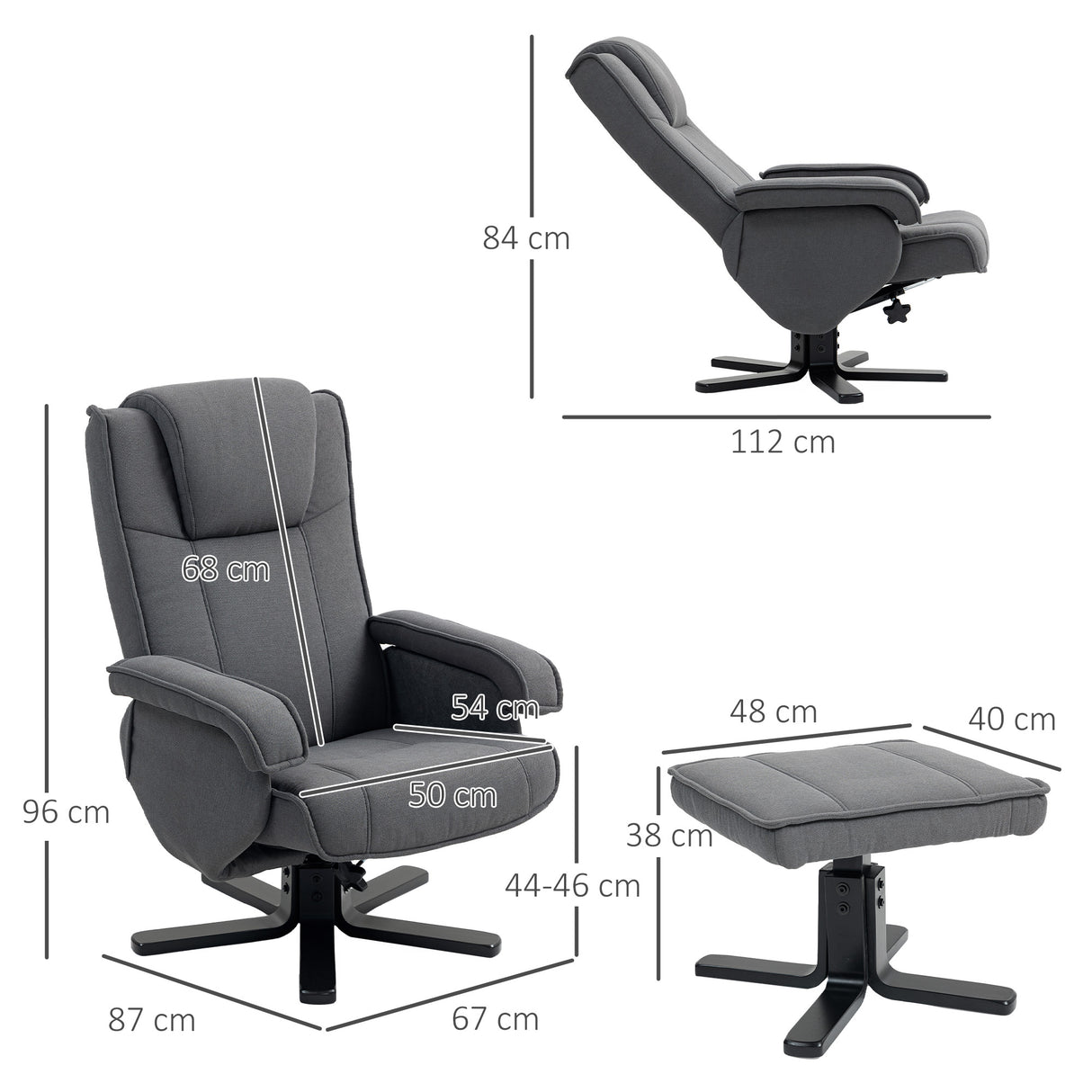 Velvet Recliner Chair 67cm Wide With Footstool - Velmora