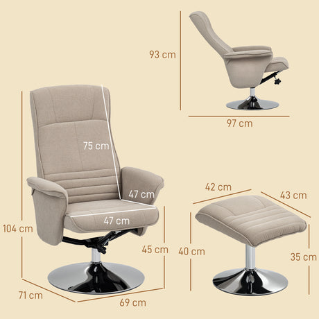 Velvet Recliner Chair 69cm Wide With Footstool - Velmora