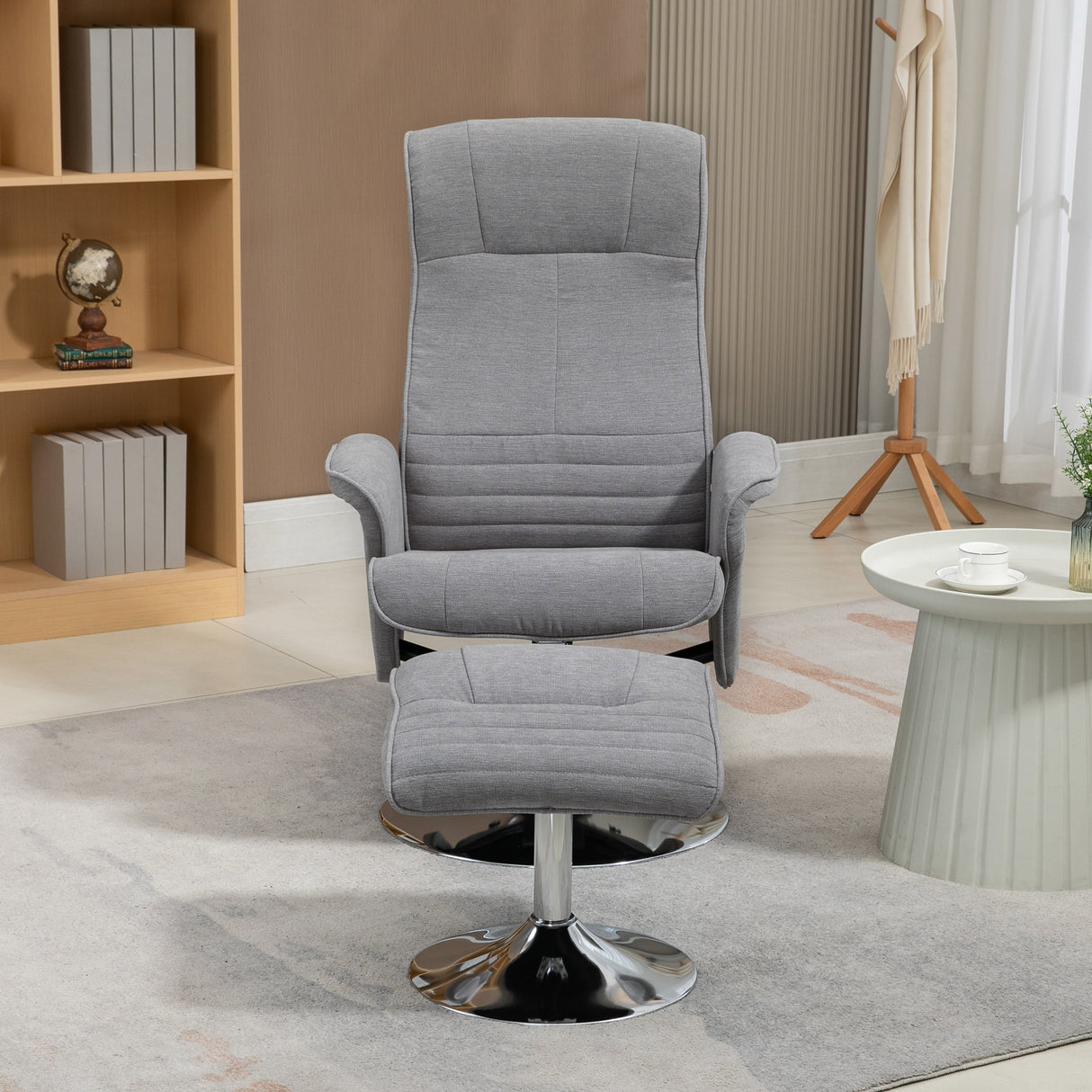 Velvet Recliner Chair 69cm Wide With Footstool - Velmora