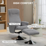Velvet Recliner Chair 69cm Wide With Footstool - Velmora