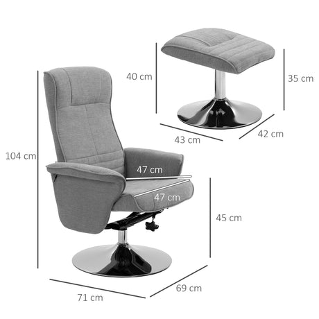Velvet Recliner Chair 69cm Wide With Footstool - Velmora