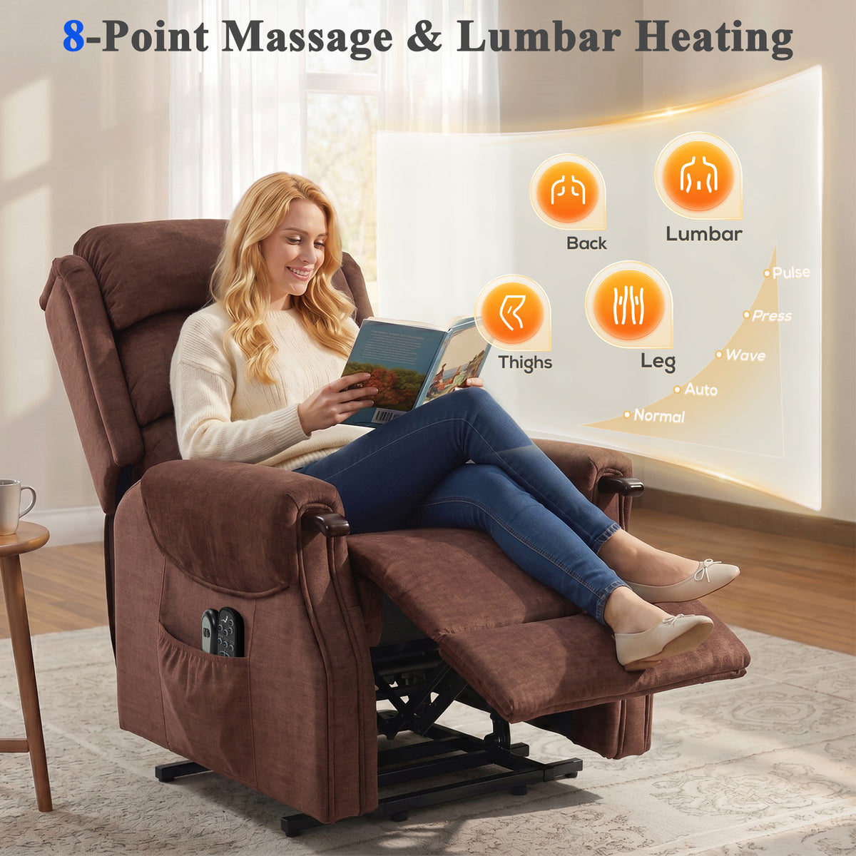 Velvet Recliner Chair 79cm Wide With Footrest - Velmora