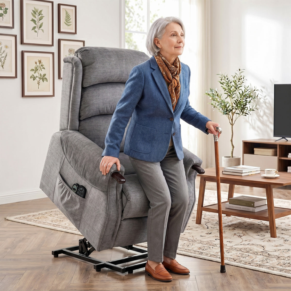 Velvet Recliner Chair 79cm Wide With Footrest - Velmora