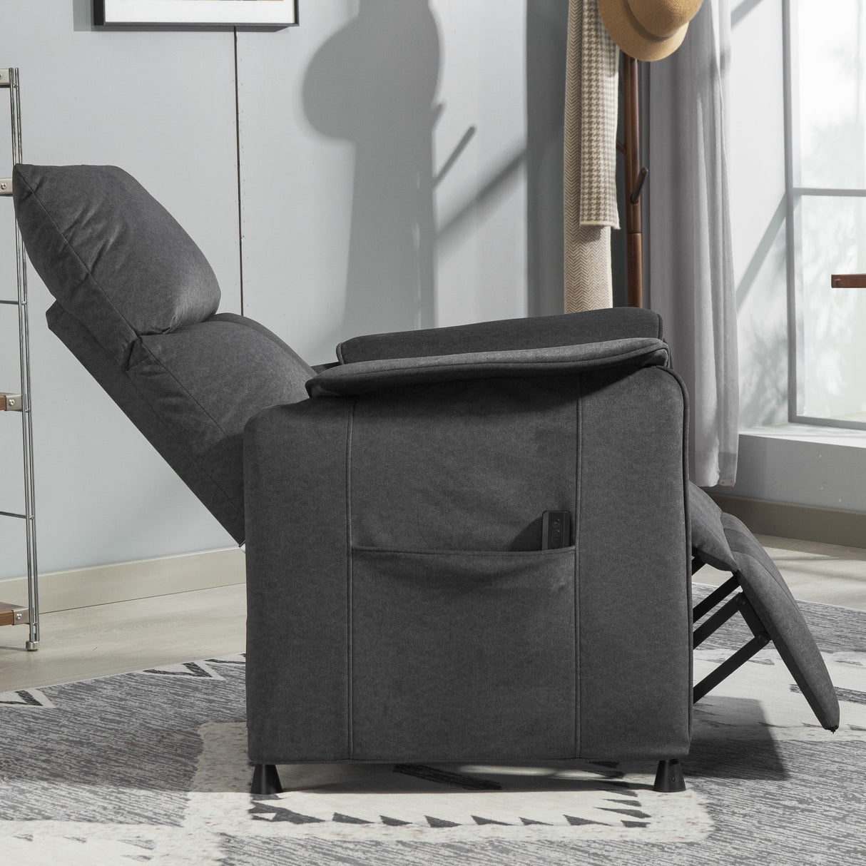 Velvet Recliner Chair 80cm Wide With Footrest - Velmora