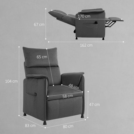 Velvet Recliner Chair 80cm Wide With Footrest - Velmora