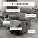 Velvet Recliner Chair 91cm Wide With Footrest - Velmora