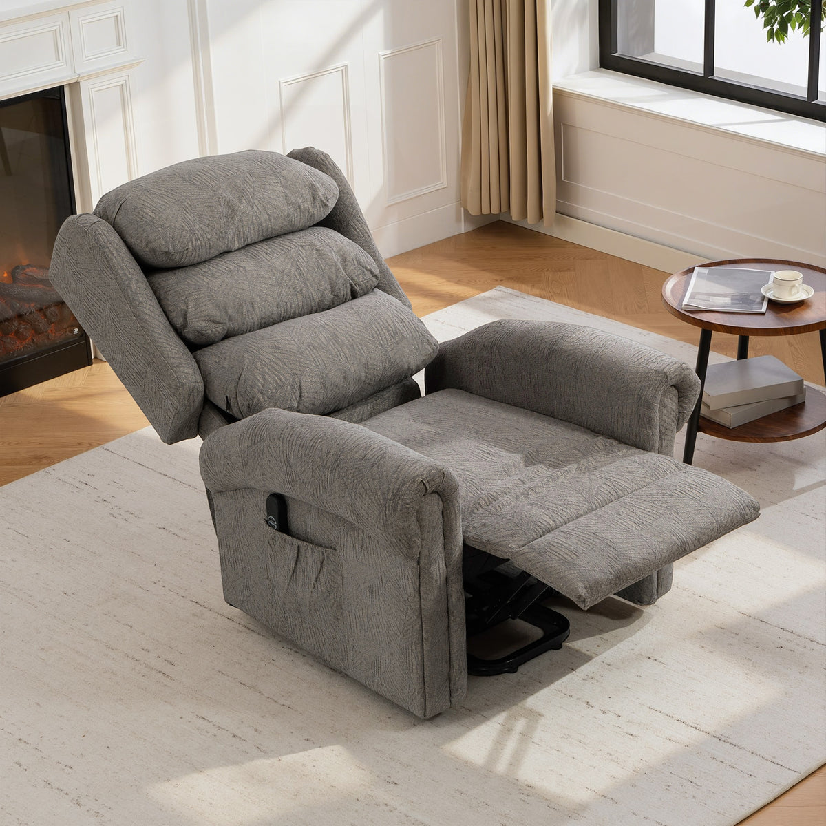 Velvet Recliner Chair 92cm Wide With Footrest - Velmora
