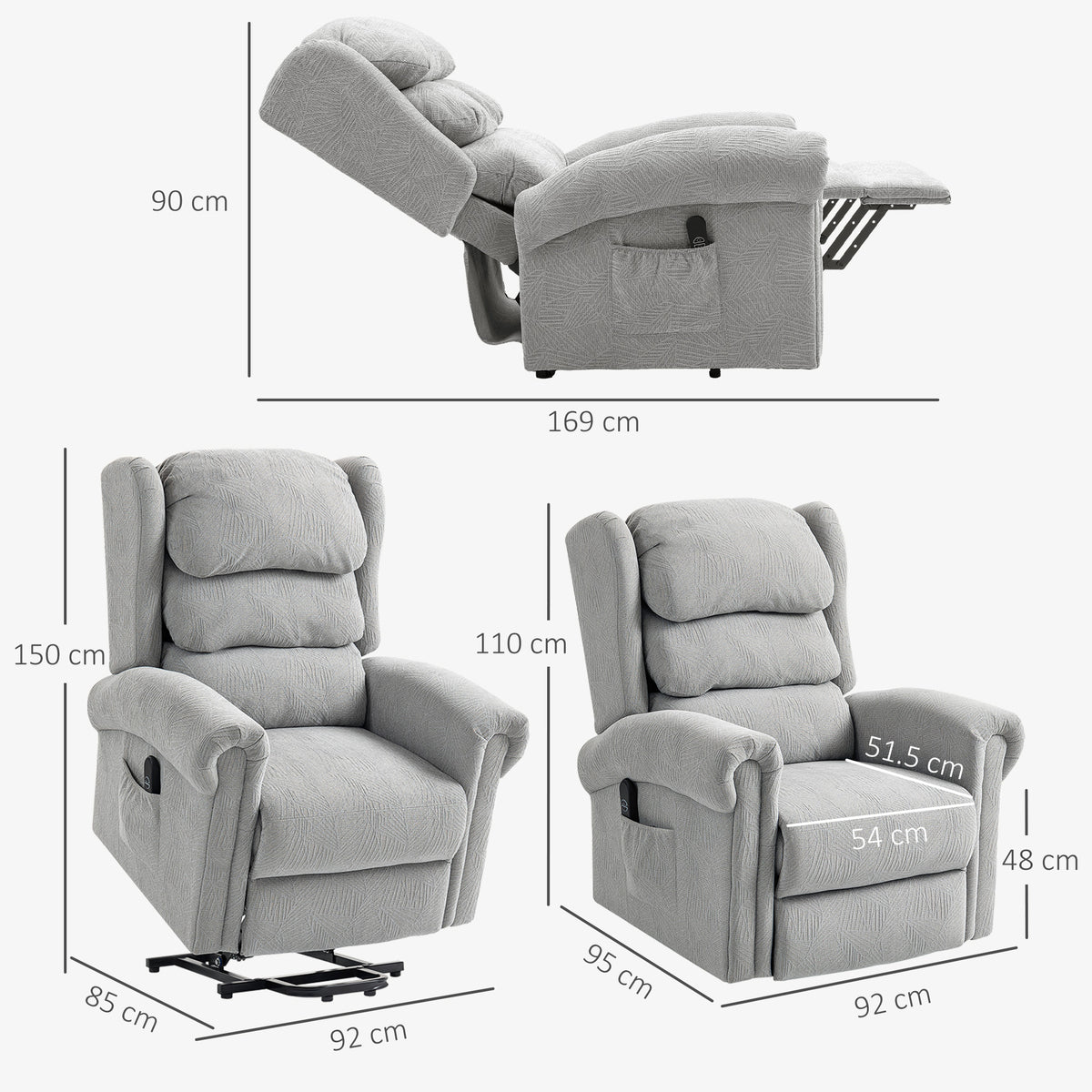 Velvet Recliner Chair 92cm Wide With Footrest - Velmora