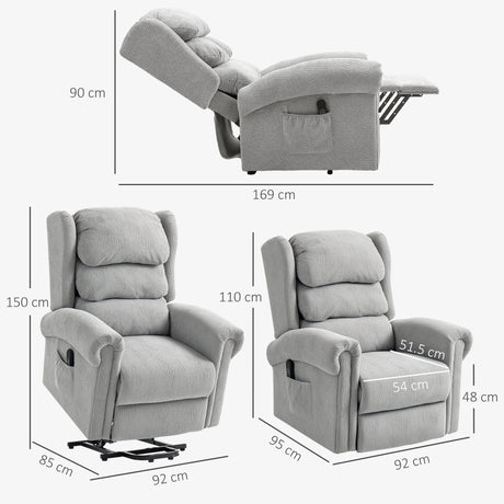 Velvet Recliner Chair 92cm Wide With Footrest - Velmora