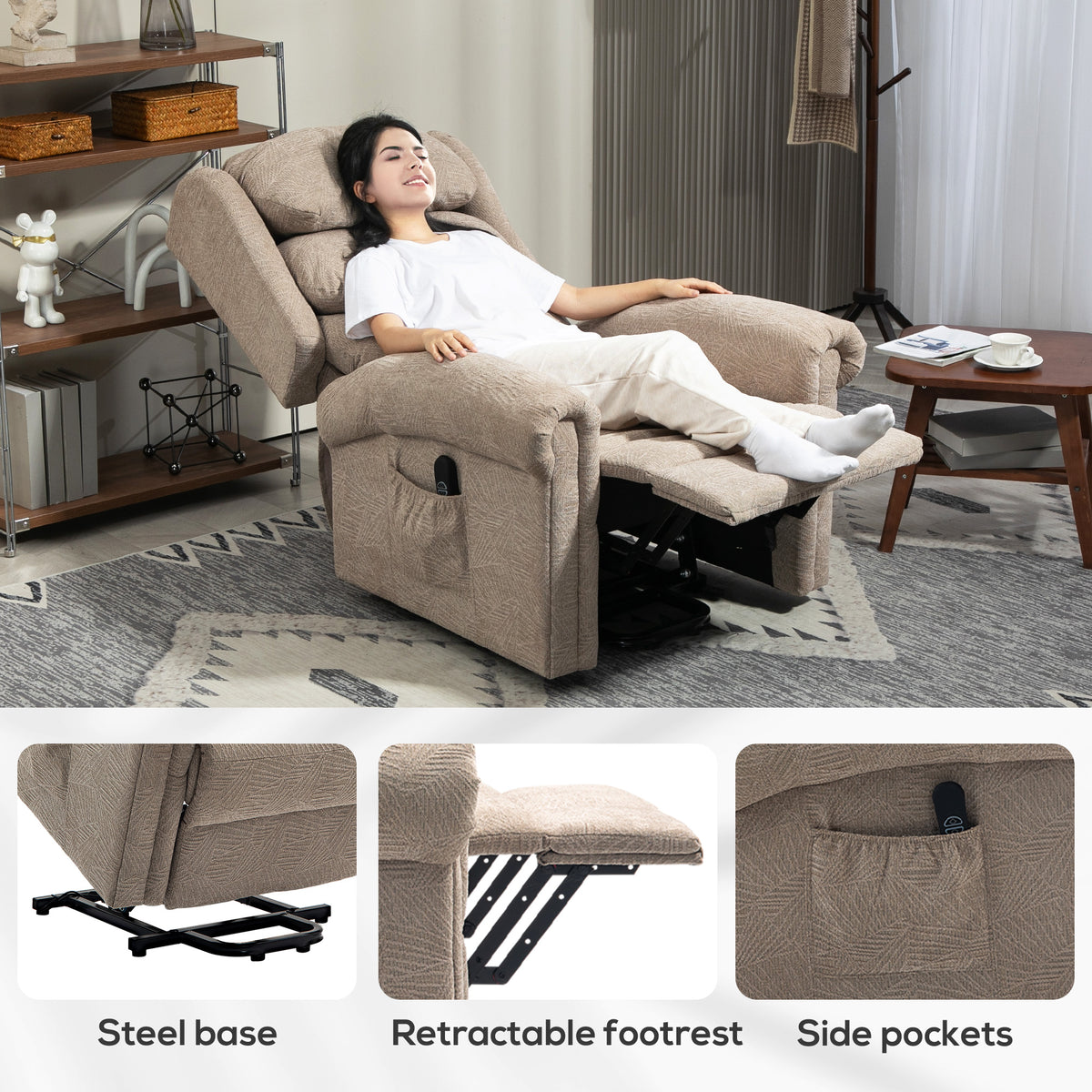 Velvet Recliner Chair 92cm Wide With Footrest - Velmora