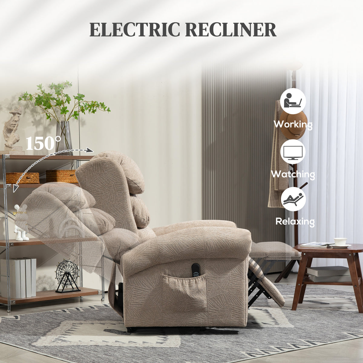 Velvet Recliner Chair 92cm Wide With Footrest - Velmora