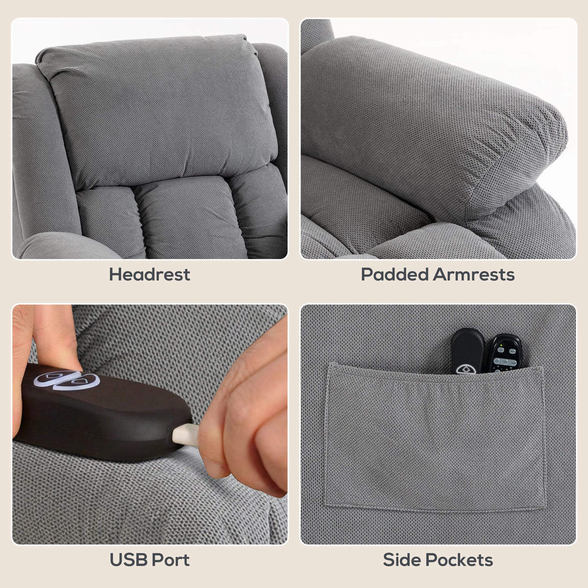 Velvet Recliner Chair 93cm Wide With Footrest - Velmora