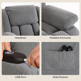 Velvet Recliner Chair 93cm Wide With Footrest - Velmora