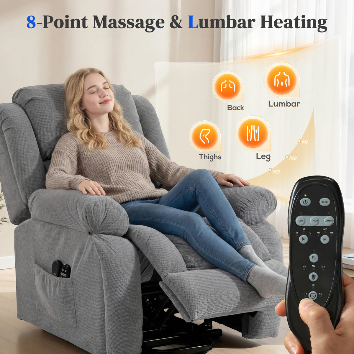 Velvet Recliner Chair 93cm Wide With Footrest - Velmora