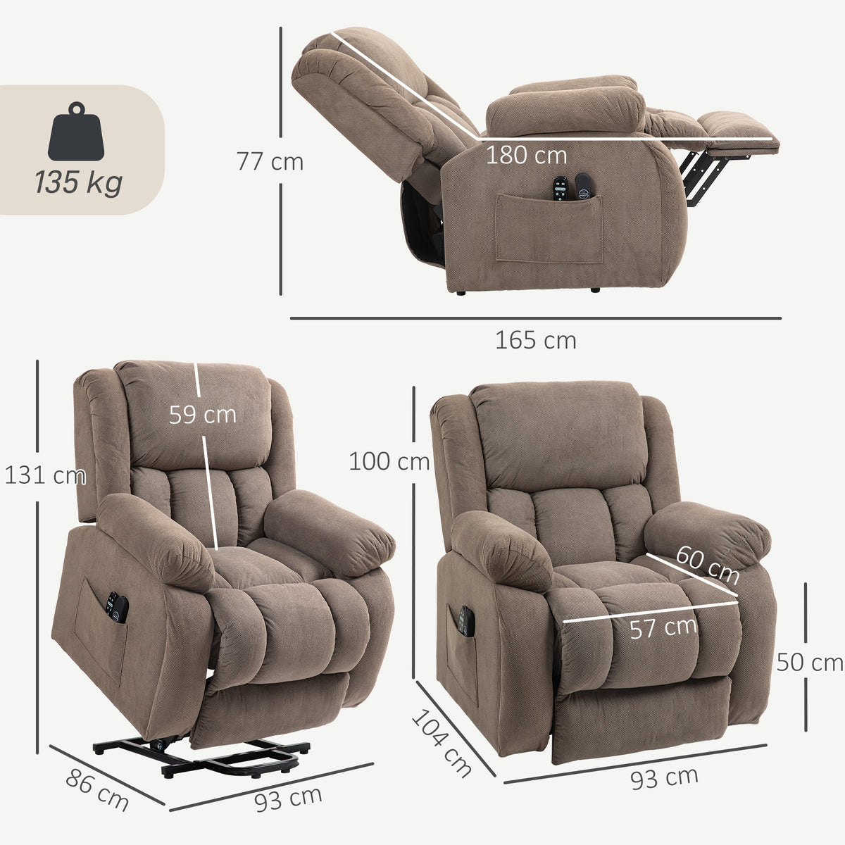 Velvet Recliner Chair 93cm Wide With Footrest - Velmora