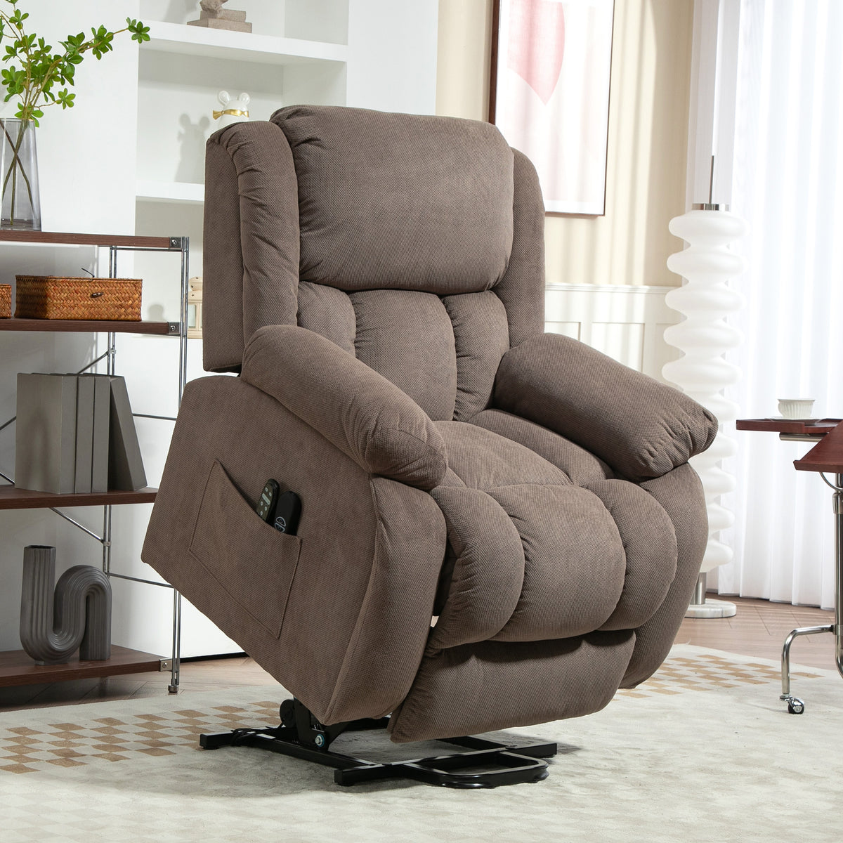 Velvet Recliner Chair 93cm Wide With Footrest - Velmora
