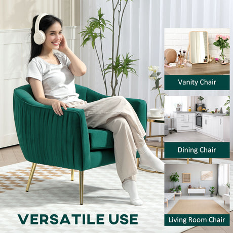 Velvet Shell Back Accent Chair 71cm Wide - Velmora