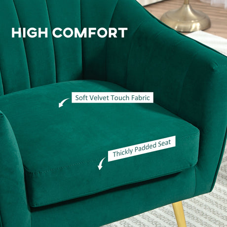 Velvet Shell Back Accent Chair 71cm Wide - Velmora