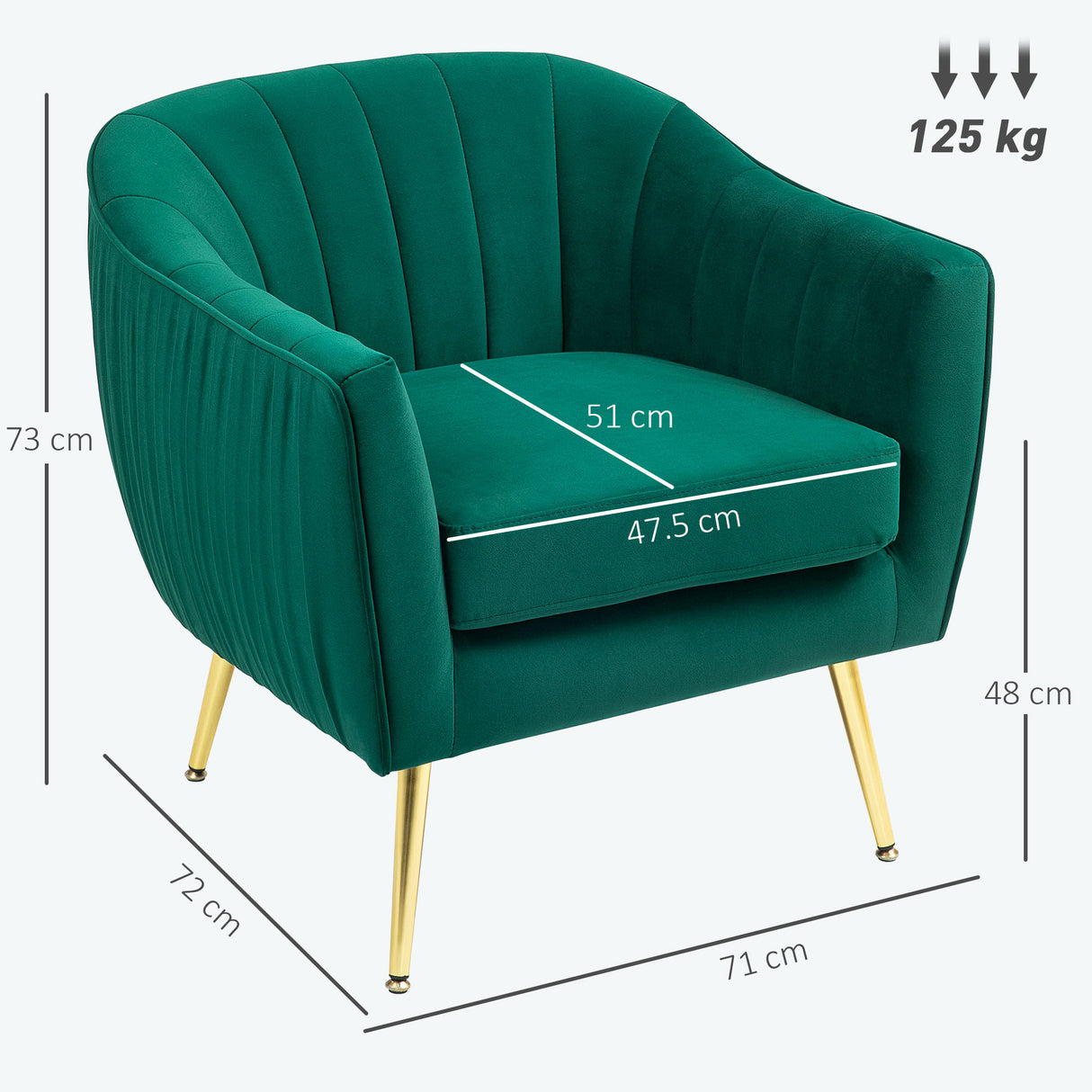 Velvet Shell Back Accent Chair 71cm Wide - Velmora