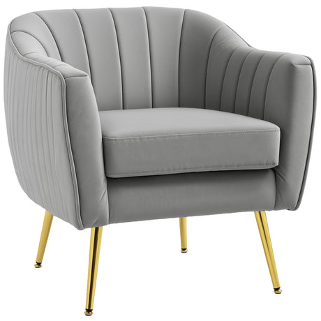 Velvet Shell Back Accent Chair 71cm Wide - Velmora
