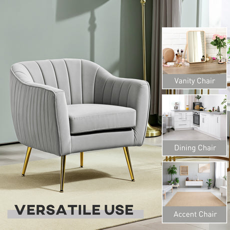 Velvet Shell Back Accent Chair 71cm Wide - Velmora