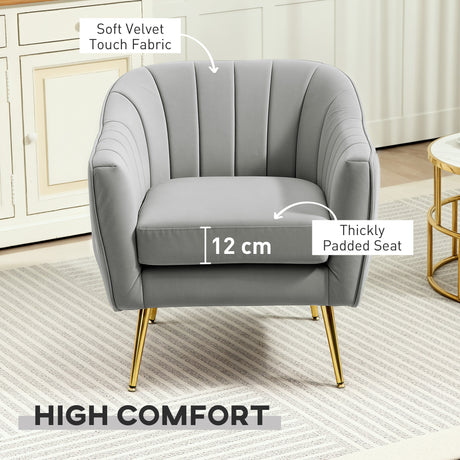 Velvet Shell Back Accent Chair 71cm Wide - Velmora