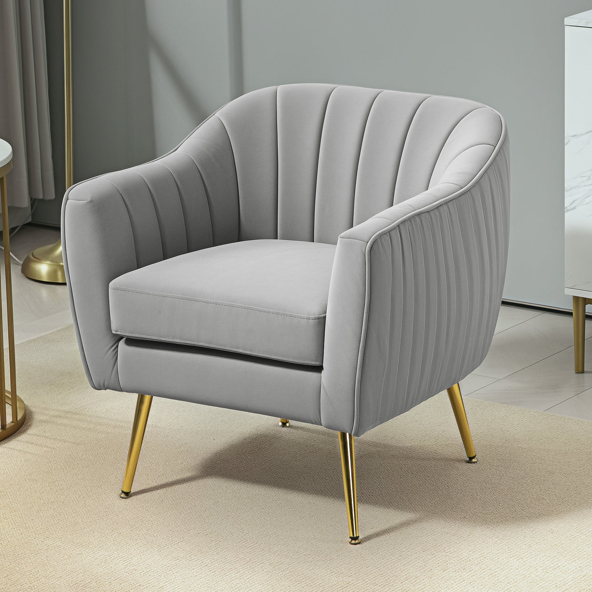 Velvet Shell Back Accent Chair 71cm Wide - Velmora
