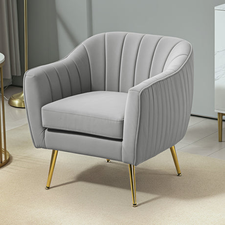Velvet Shell Back Accent Chair 71cm Wide - Velmora