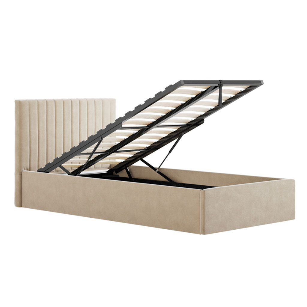 Velvet Single Ottoman Storage Bed - Berlin