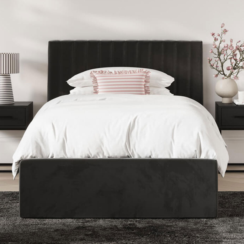 Velvet Single Ottoman Storage Bed - Berlin
