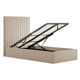Velvet Single Ottoman Storage Bed With Tall Headboard - Berlin