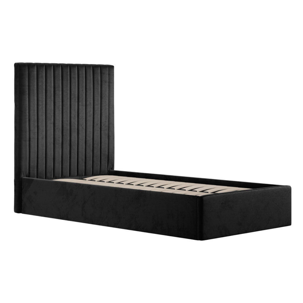 Velvet Single Ottoman Storage Bed With Tall Headboard - Berlin
