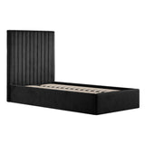 Velvet Single Ottoman Storage Bed With Tall Headboard - Berlin