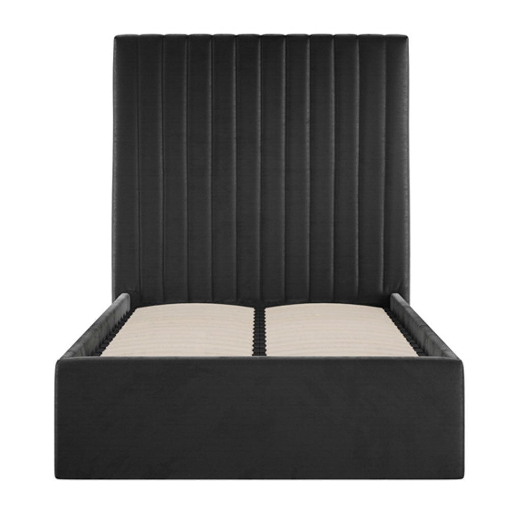 Velvet Single Ottoman Storage Bed With Tall Headboard - Berlin
