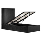 Velvet Single Ottoman Storage Bed With Tall Headboard - Berlin
