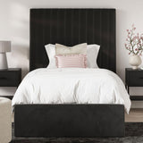 Velvet Single Ottoman Storage Bed With Tall Headboard - Berlin