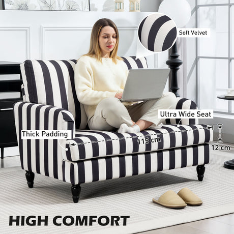 Velvet Single Sofa Armchair 115cm Wide - Velmora