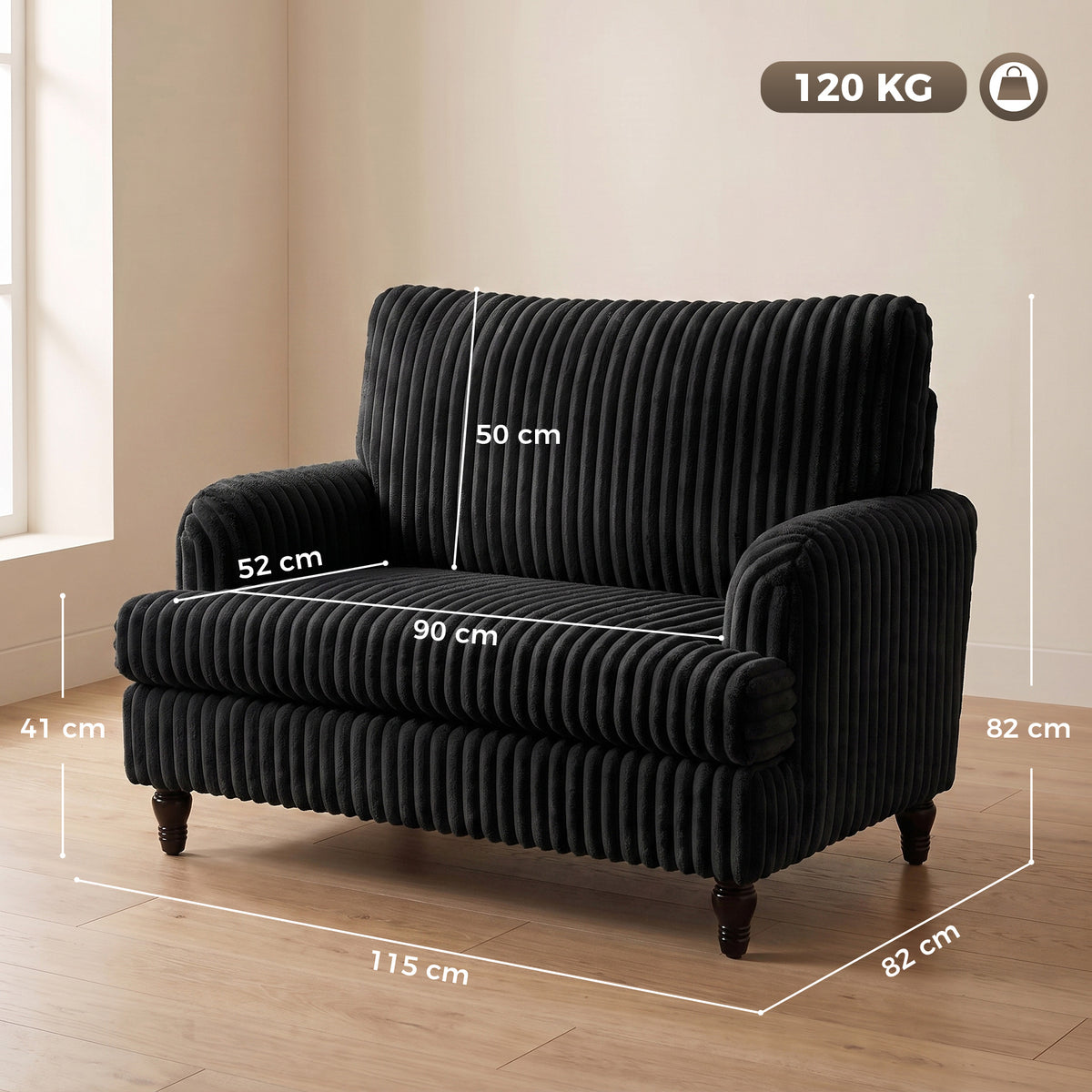 Velvet Single Sofa Armchair 115cm Wide - Velmora