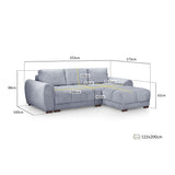 Velvet Sofa Bed Universal Corner - Azzuro