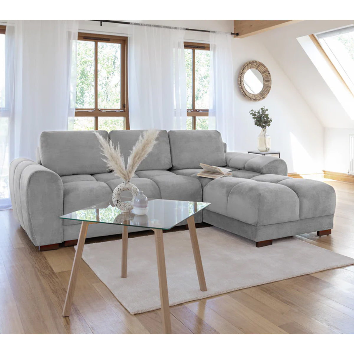 Velvet Sofa Bed Universal Corner - Azzuro
