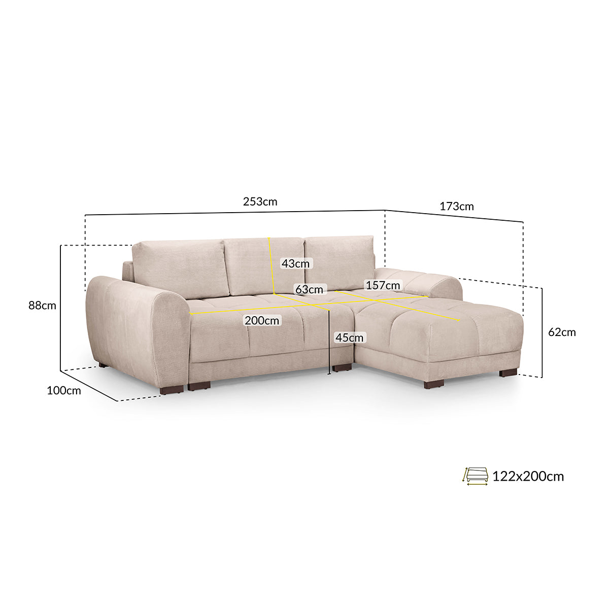 Velvet Sofa Bed Universal Corner - Azzuro