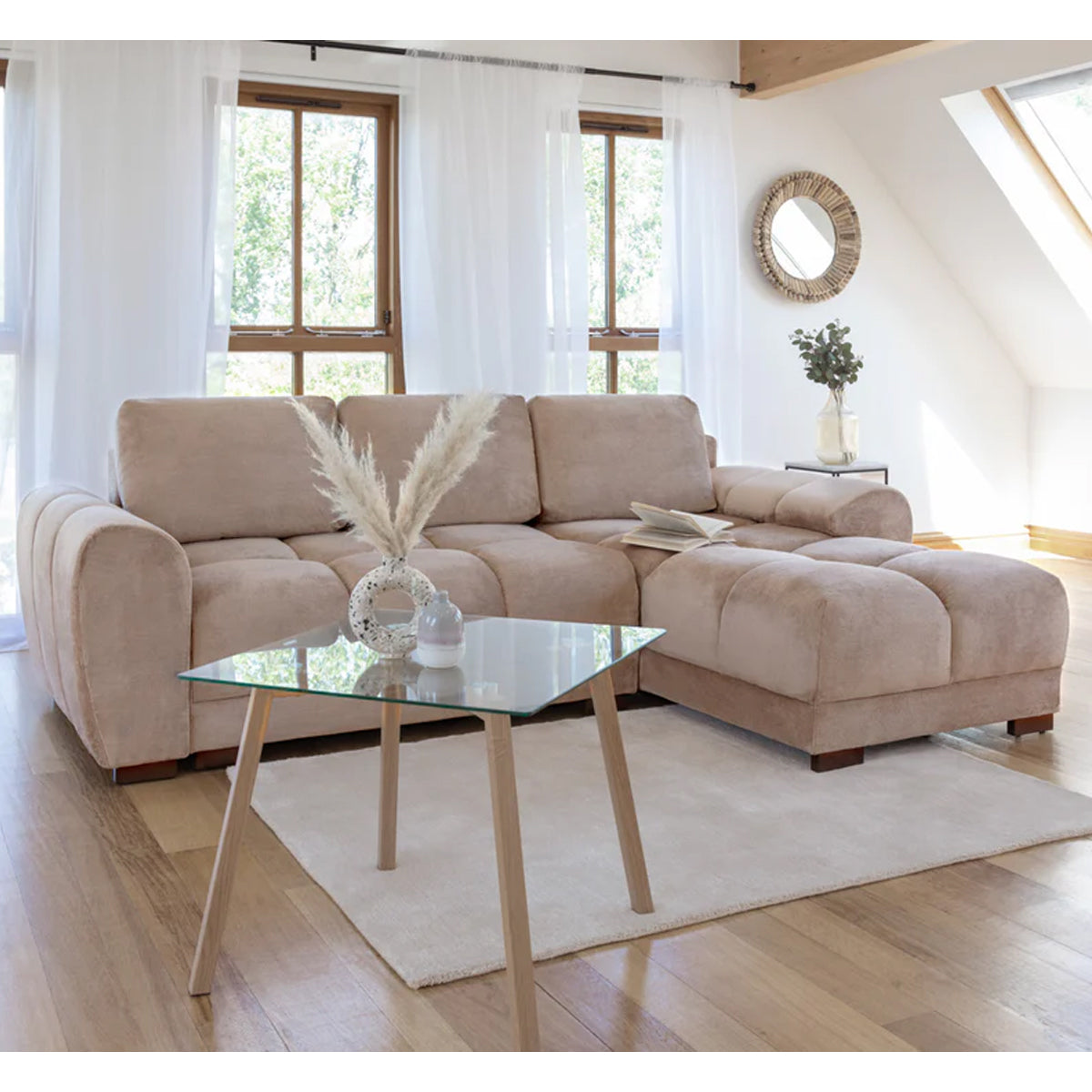 Velvet Sofa Bed Universal Corner - Azzuro