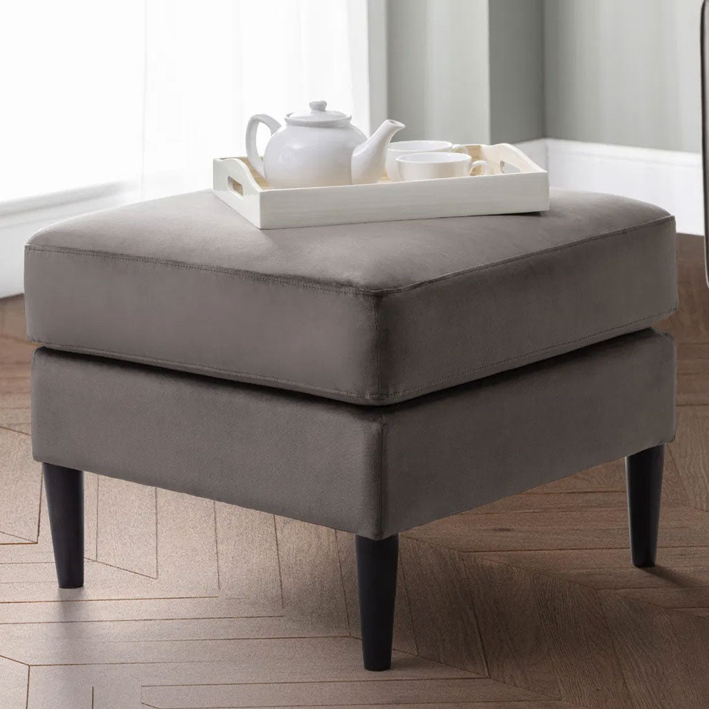 Velvet Stool With Black Legs - Hayward