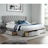 Velvet Storage Double Bed With 4 Drawers - Newton