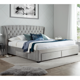 Velvet Storage Double Bed With 4 Drawers - Newton