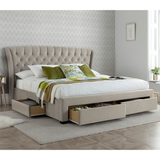 Velvet Storage Double Bed With 4 Drawers - Newton