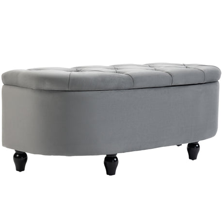 Velvet Storage Ottoman 118cm Wide Half Circle - Velmora